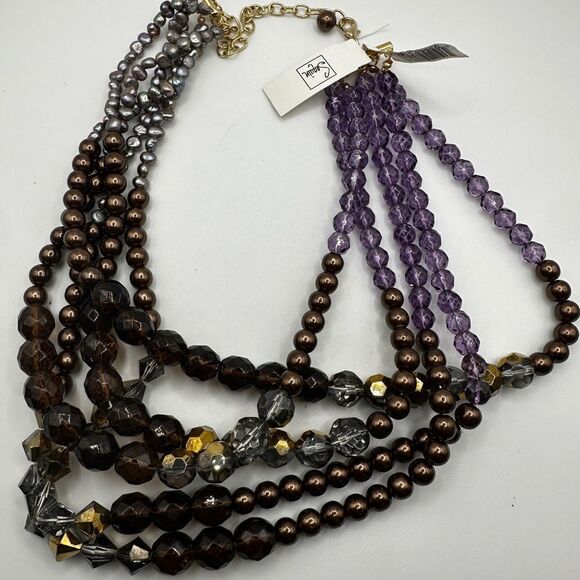 WITH TAG Sequin multi-strand beaded necklace with pearls! - Picture 8 of 16